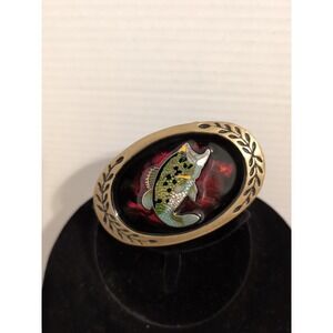 Vintage Aminco‎ Solid Brass Belt Buckle 1980  Large Mouth Bass Fishing